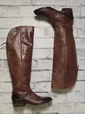 Arturo Chiang Tall Riding Boots Womens 9 Brown Leather Knee High